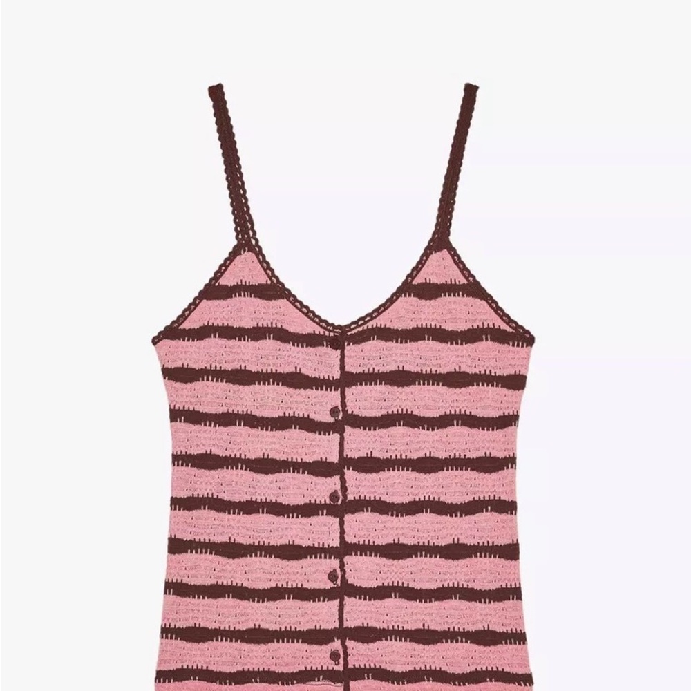 Zara Pink and Brown Striped Tank Top